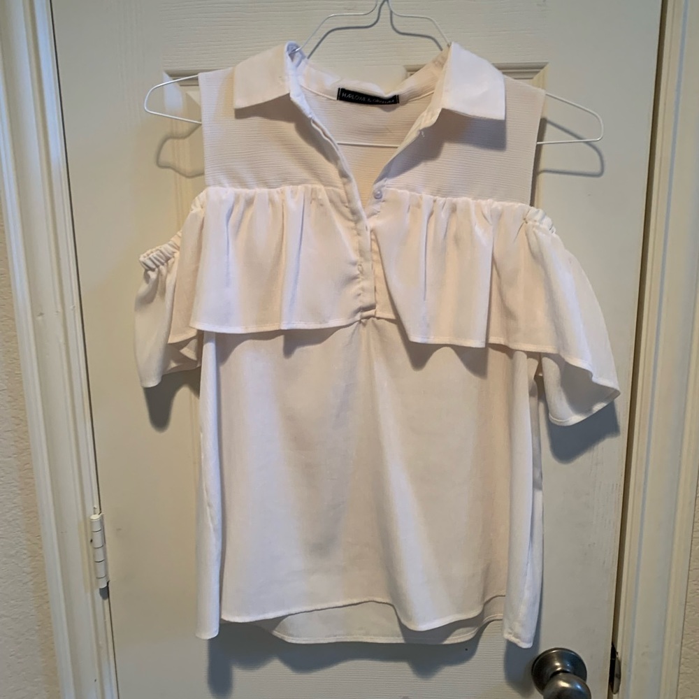 White off shoulder work blouse